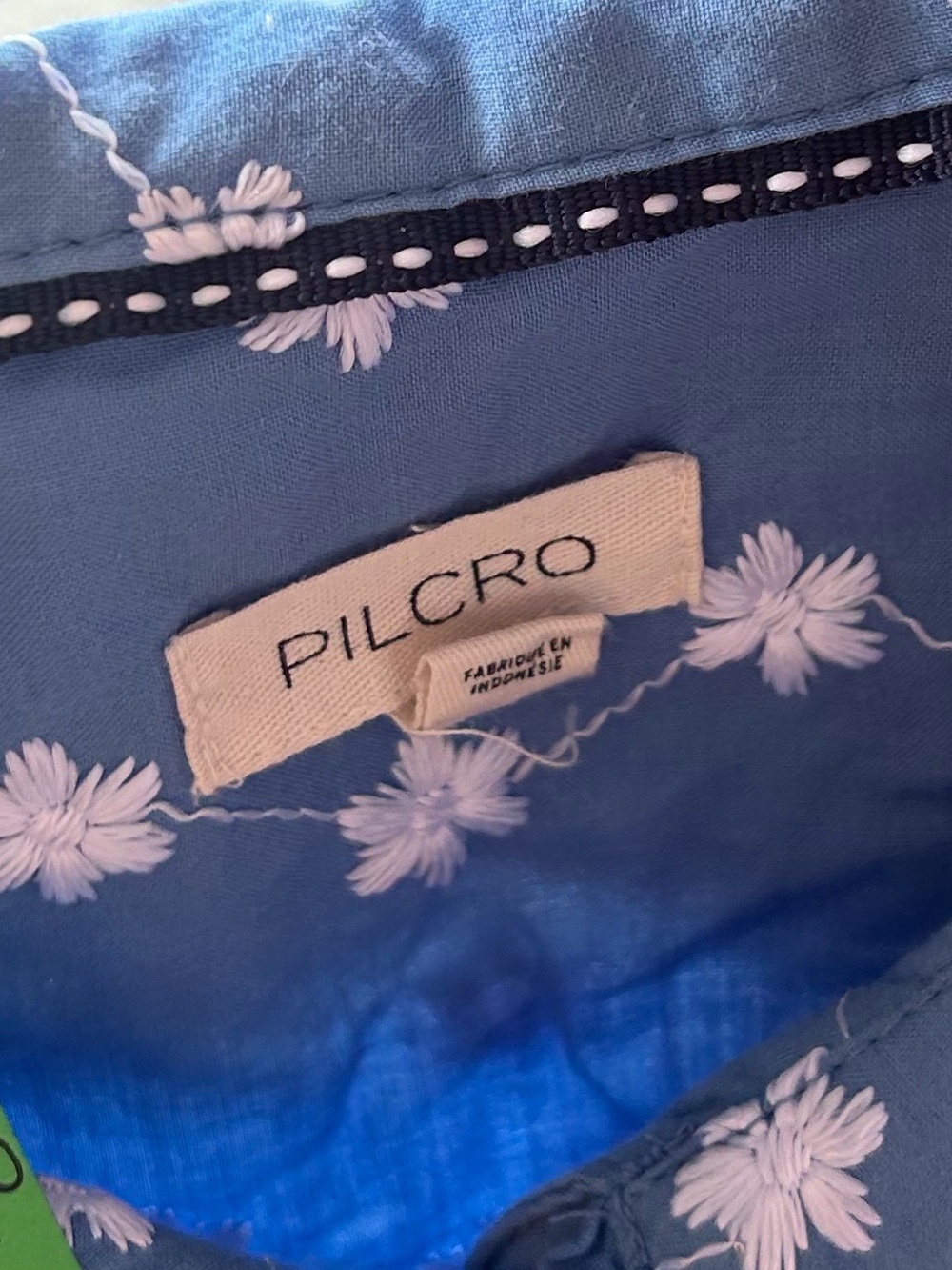 Pilcro Blue Floral Embroidered Button-Up Blouse - Picture 3 of 3